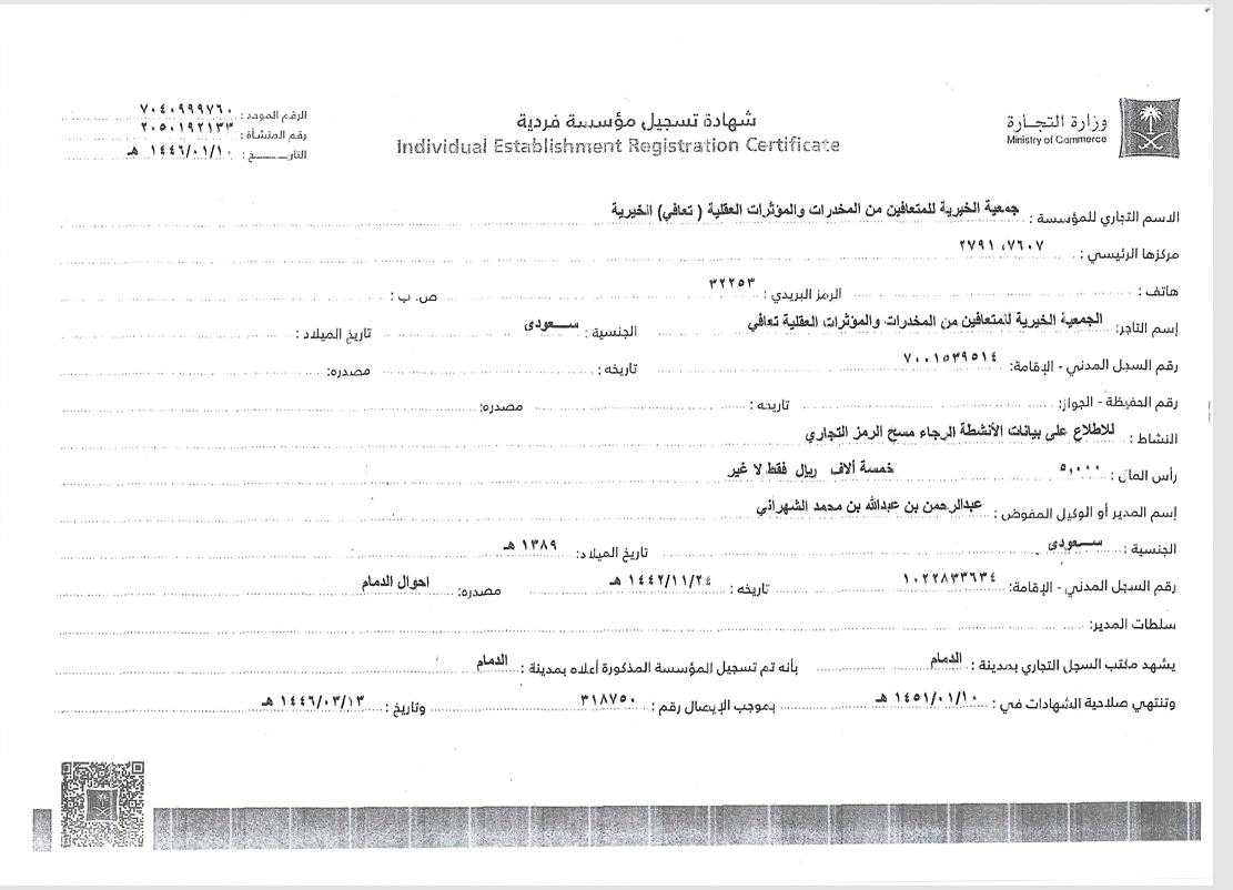 صورة من السجل التجاري